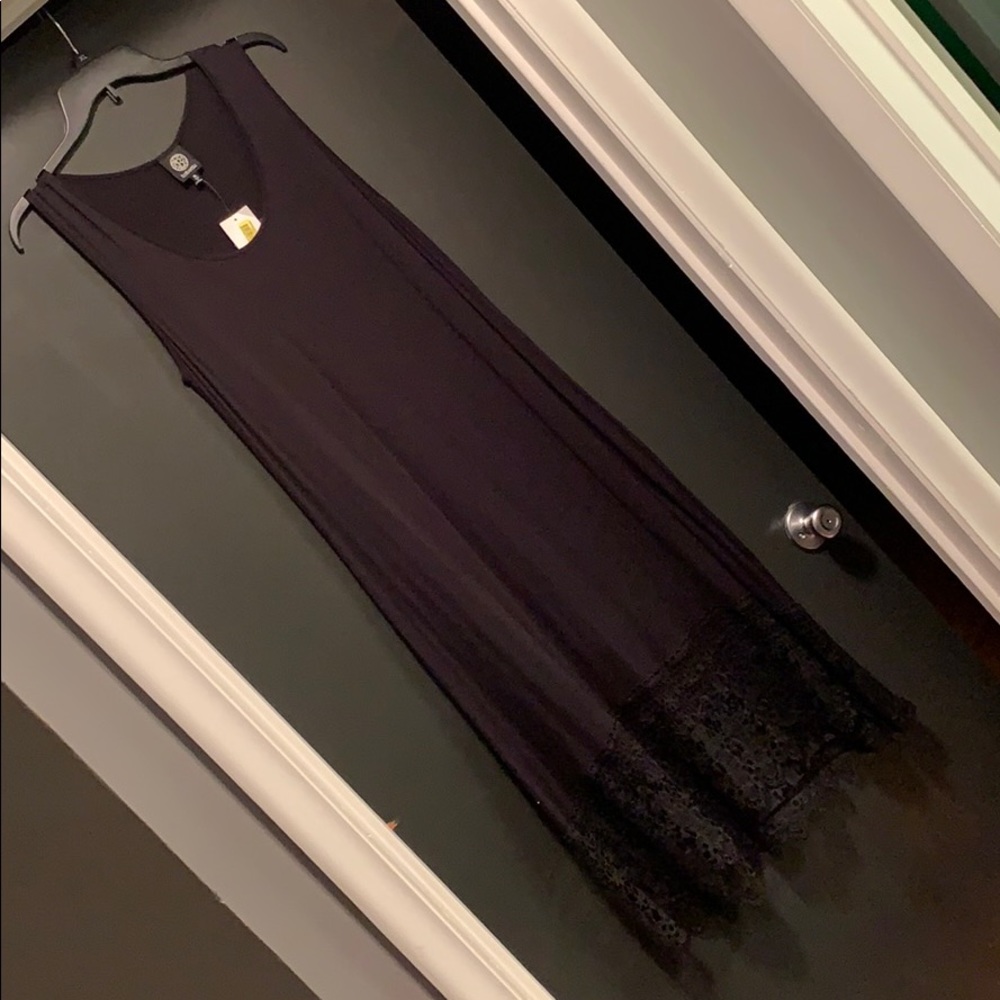 Black Maxi Dress Lace Bottom